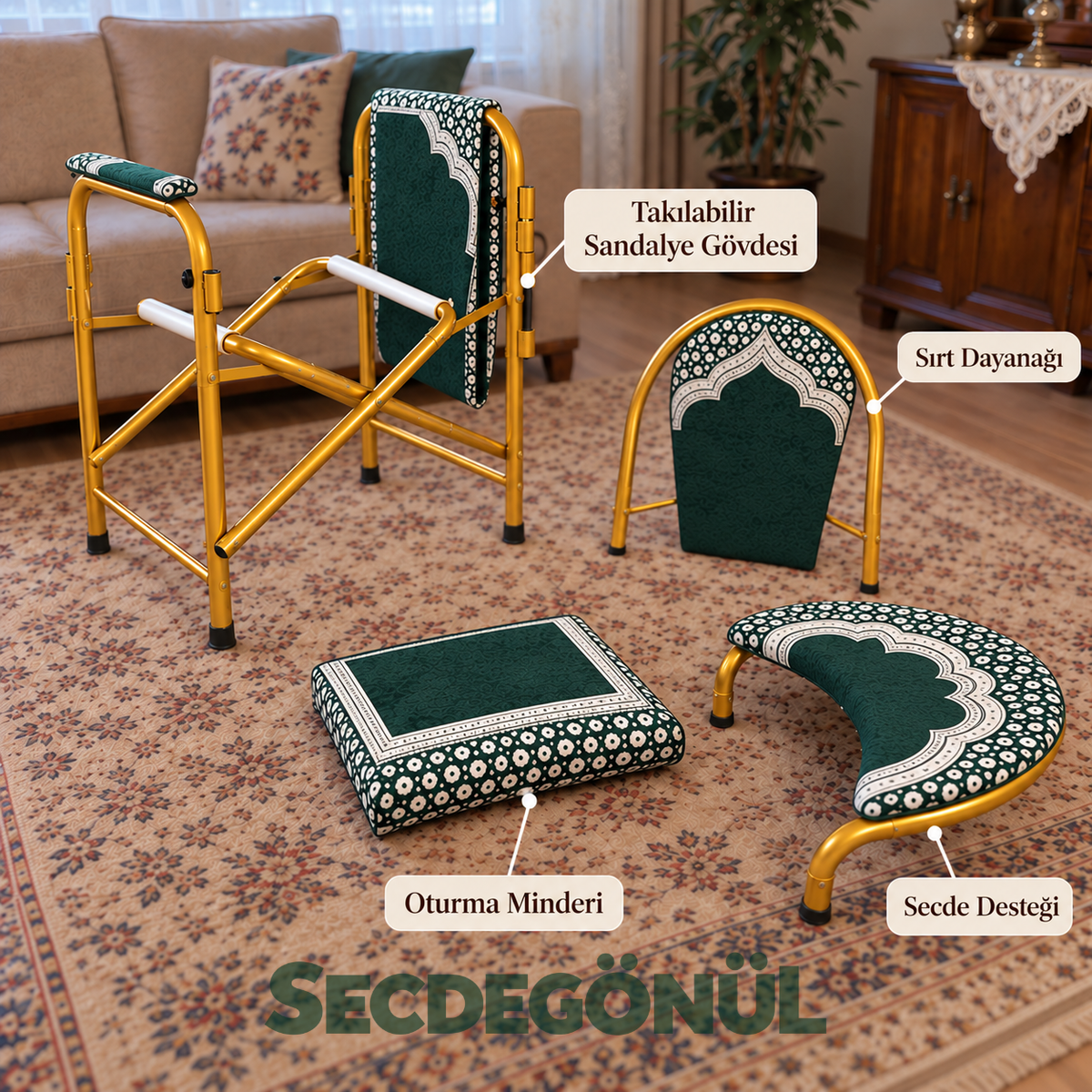 Secdegönül™ Destekli Namaz Sandalyesi